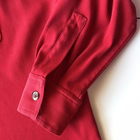 Real Clothes Saks Fifth Avenue SzL Red Button Down Long Sleeve Poly/Spandex - Picture 3 of 10